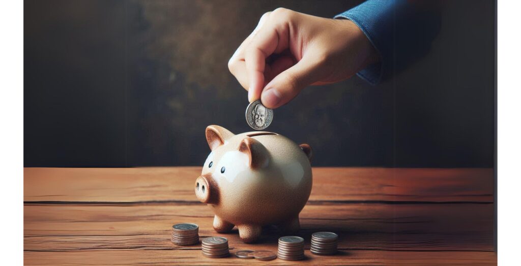 Porquinho mostrando como economizar